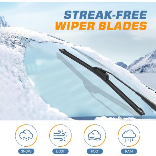GSPSCN OEM QUALITY 24'' 18'' Premium Original Replacement Windshield Wiper Blades,Quiet and Durable Stable High Performance All-Season Auto Wiper Blades for J Hook (Pack of 2)