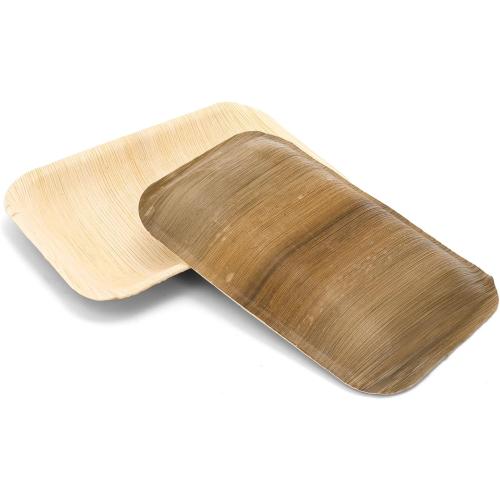 35 Pack Palm Leaf Plates Disposable, 6x9 Inch Bamboo Like Plate Rectangle Trays, Mini Charcuterie Board Appetizer Serving Plates for Cheese Dessert Party Wedding BBQ Picnic, Microwave Safe
