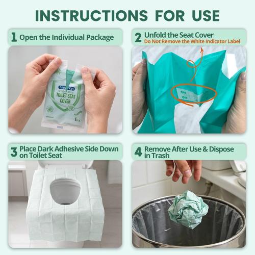 ‼️may be missing pcs ‼️Disposable Toilet Seat Covers, 70 PCS Individually Travel Pack, XL Waterproof & Adhesive Secure Fit for Public Restrooms, Airplane & Office Use