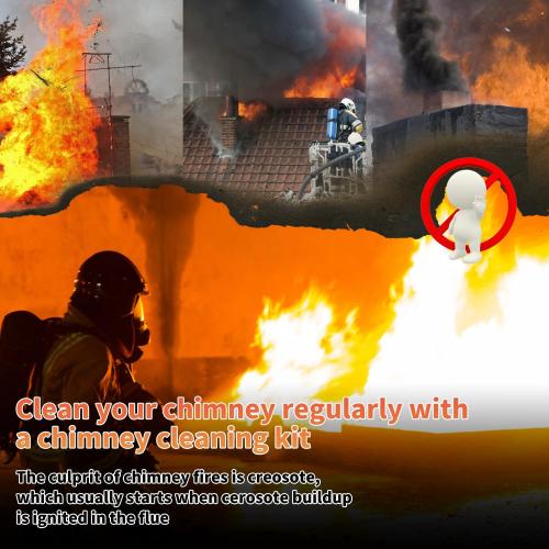 Sealegend 30 Feet Chimney Sweep Kit Chimney Brush, Chimney Cleaning Kit and Rotary Chimney Cleaning System, Fireplace Brush Tool with 9 Nylon Flexible Rods