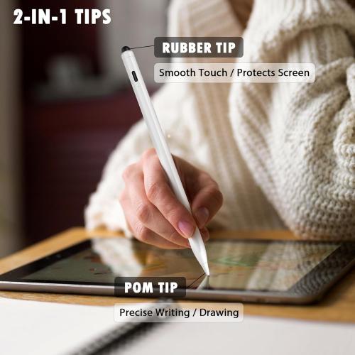 Stylus Pen for iPad, iPhone, Android, 2 in 1 Fast Charge Universal Active Stylus Pen for Touchscreen, Fine Tip, High Sensitivity, Magnetic Stylist Pencil for Samsung, Other Android Phones, Tablets