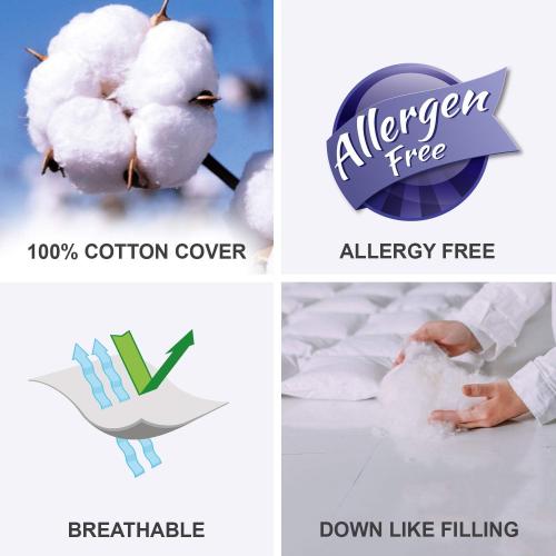 Maxi Down Alternative Bed Comforter 100% Cotton Cover 300 Thread Count, Overfilled Only Quality Fabrics Used Machine Washable - Twin Size 68x86 – White