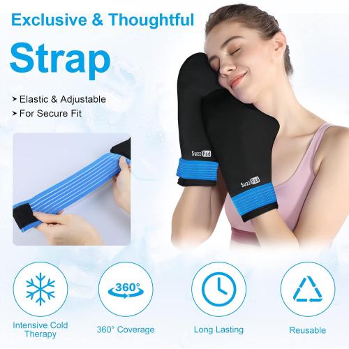 ‼️may be missing items ‼️SuzziPad Cold Socks & Hands Ice Pack for Chemo Must Haves, Blue, L | Removable Gel Packs, Adjustable Straps, Dual-Layer Gloves & Foot Ice Pack Wraps For Chemo, Arthritis & Neuropathy Relief