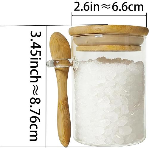 7.6 oz Airtight Mini Glass Jars with Bamboo Lids and Bamboo Spoons, Spice Jars Small Food Storage Containers for Kitchen, Bathroom, Home Decor Set of 8