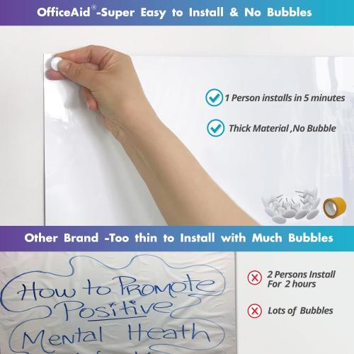 Flexible Jumbo Dry Erase White Board Roll, 41x96 Inch Large Sticky Blank Laminated Whiteboard Paper, Huge Erasable Adhesive Wall Poster Sheet for Office,Classroom