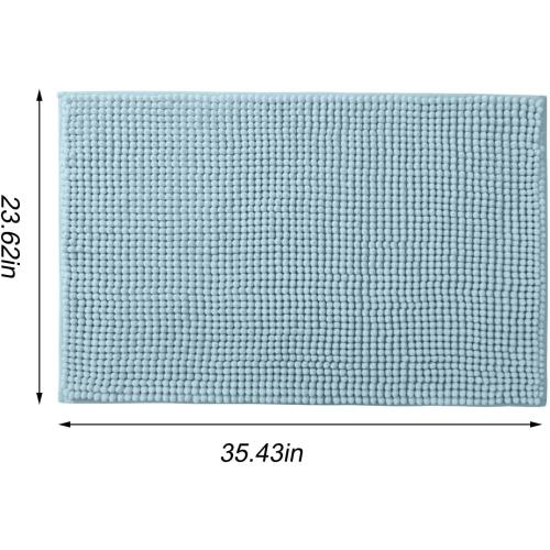 Bathroom Rug Mat,Luxury Chenille Super Soft Absorbent Rug,Non-Slip Quick Dry Microfiber Mats,Machine Washable Rubber Backing Bath Mat,Bath Rug Mats for Floor,Tub and Rain Showers (Blue-24x36)