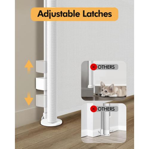 Retractable Baby Gate for Stairs & Doorways, 55 Wide x 33.6 Tall Easy Installation Mesh Dog Gate for Indoor & Outdoor Use,Pet and Dog Safety Gate for Hallways(White)