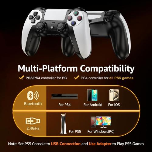 IWGAME Controller for PlayStation-5, Compatible with PS-5/PS-5 Pro/PS-4/ PC, Wireless Controllers Supports Adjustable Turbo, Remap, Hall Effect, Gaming Controller for PS-5 Games (2.4G Adapter Required)