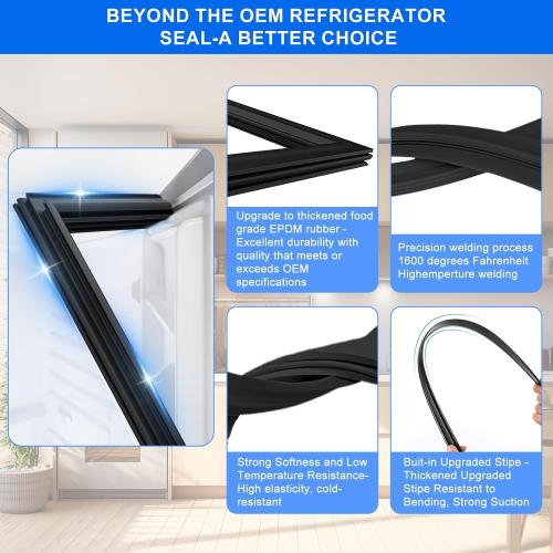 Upgraded 28.74x17.91 241872509 Refrigerator Freezer Door Gasket Replacement Part Compatible with Frigidaire Electrolux Freeze Door Seal Gasket 240542109 240542121 1379485 AP4315906 PS2331949 Black