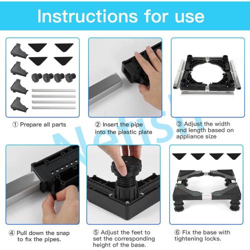 Nefish Mini Fridge Stand Universal Raised Base Adjustable Refrigerator Stands with 4 Strong Feet Washing Machine Pedestal Multi-Functional Bases for Dryer (Black)