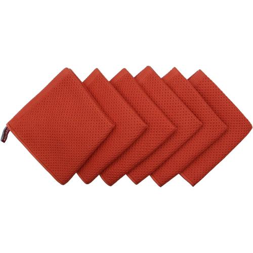 6 pack.....Mia'sDream Natural Cotton Waffle Weave Kitchen Tidy Dish Cloths Drying Rags Cleaning Cloth, Soft and Absorbent Kitchen Hand Towel Washcloths, 12inchx12inch 6 Pack (Brick Red)