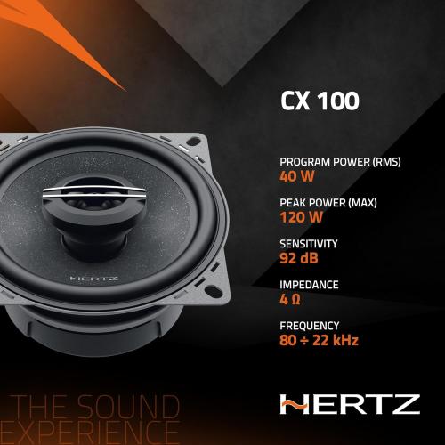 Black HERTZ Cento Series CX100 4 Two-Way Coaxial Speakers - Pair