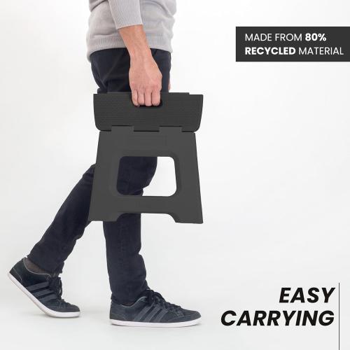 Color blue and grey Vigar Compact Step Stool Foldable, 9-inch Step Stools for Adults up to 330 Pound, Lightweight Stool, Non-Slip Folding Step Stool, Black
