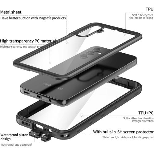 Hllhunkhe for Samsung Galaxy A14 5G Waterproof Case with Built-in Screen Protector - Rugged Full Body Underwater Dustproof Shockproof Drop Proof Protective Cover for Samsung Galaxy A14 5G - Black