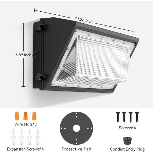 1Pack 130W LED Wall Pack Light – 20800LM, IP65 Waterproof, Photocell Sensor, 6000K Daylight White, Ideal for Commercial Outside Lighting