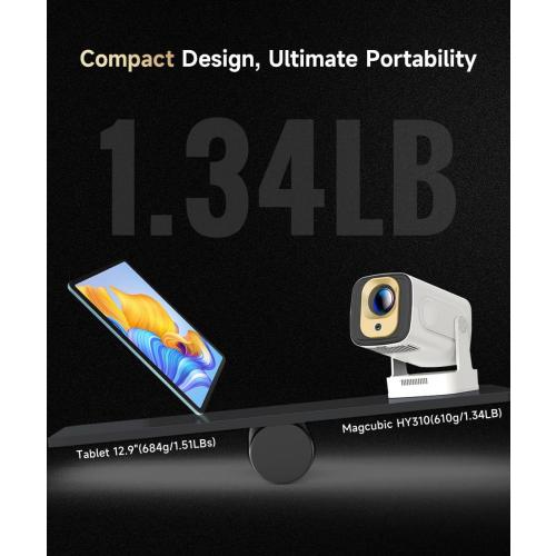 【Auto Focus&1080P】Magcubic Mini Smart Projector with 4K Support, Portable Projector with Wifi and Bluetooth, 5W Speaker, Built in Apps, Voice Control, Outdoor Movie Projector