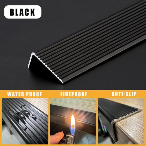 10 Pcs 36in x1.2in Stair Edge Protector,Aluminum Alloy L-Shaped Non-Slip Metal Stair Nosing,Indoor Outdoor Waterproof Tread Stair Nose Molding Stair Edging Stair Edge Trim (3Ft,Black,10 Pcs)