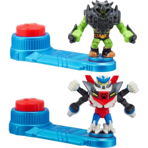 Akedo - Ultimate Arcade Warriors Battle Giants Versus Pack - Scratch-Atron VS Tonk - Mini Battling Action Figures Ready, Fight, Split Strike
