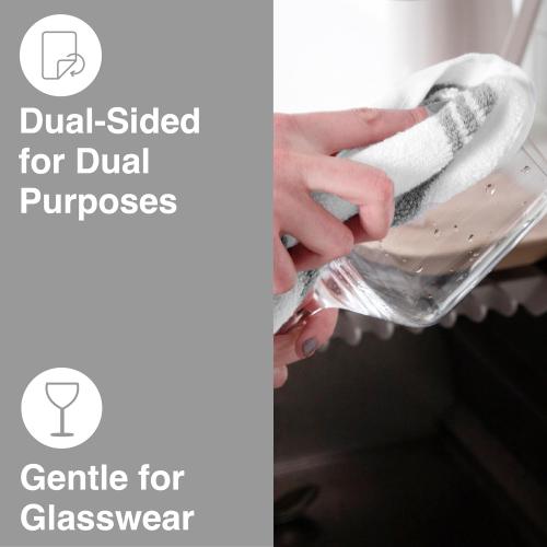 All-Clad Dual-Purpose Kitchen Towels: Highly Absorbent - 100% Cotton, 17x30 Dish Towels for Cleaning & Drying Dishes & Glassware, 6-Pack, Titanium