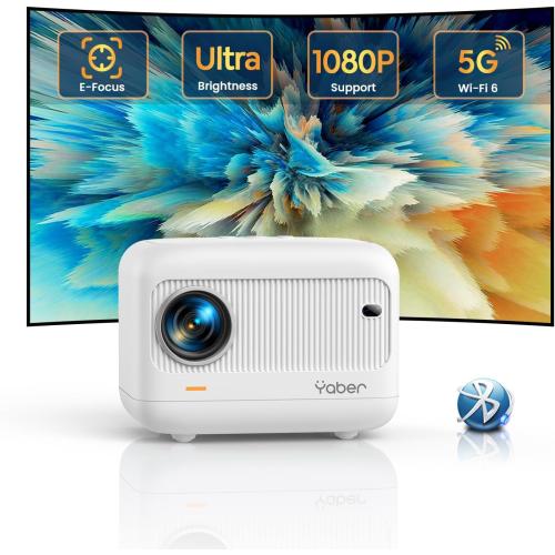 [Electric Focus]Mini Projector with 5G WiFi and Bluetooth 5.2,YABER 1080P Outdoor Projector Support ±40° Keystone Correction,Portable Projector for Phone/ TV Stick/Laptop/PS5