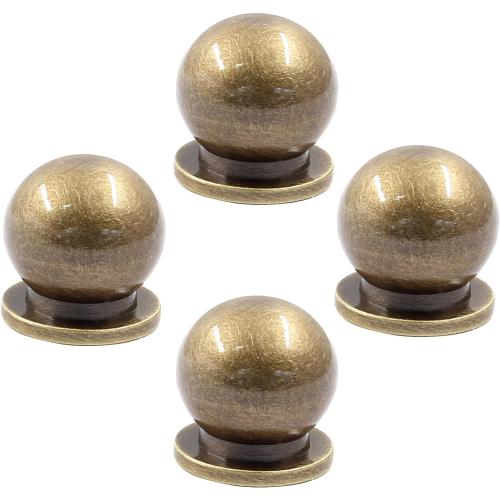 4 Packs 1/2 Inch(12mm) Diameter Mini Round Solid Brass Knobs, Brass Pulls, Gold Mini Drawer Pulls, Mini Knobs for Jewelry Box, Bronze