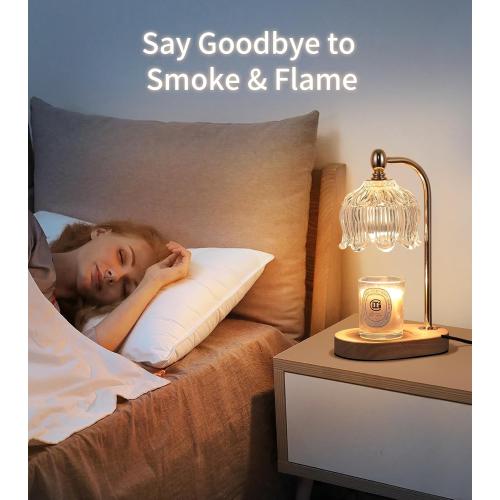 Candle Warmer Lamp with Timer and Dimmer,Electric Gold Light Gifts for Women Melt Wax Warmer Lamp with 2 Bulbs for Candle Jars House Warming New Home Decor Bedroom