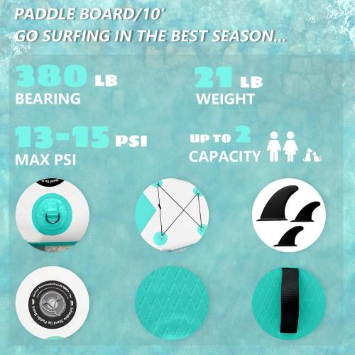 Inflatable Stand Up Paddle Board, 10' SUP with Premium Accessories, Yoga Board for Youth & Adult