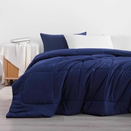 NTBAY King Comforter - Down Alternative Duvet Insert, All Season Bedding Quilted with Co Machine Washable, Soft Comforter Only, Navy Blue