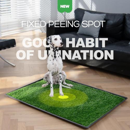 Dog Grass Pad with Tray, 34 23in Large Litter Box, 2 Grass Pad for Dogs Potty Washable, Thick Soft Odor-Free Hemmed Dog Pee Grass, Indoor Potty Training Balcony