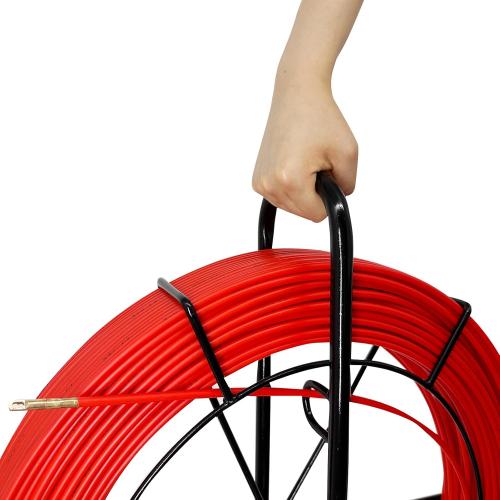 6MM 500FT Fish Tape Fiberglass Reel Stand Duct Rodder Cable Puller Rod Continuous Cable Running Rod