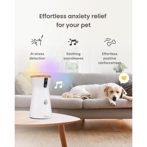 Furbo 360° Dog Camera - Unlock with Paid Plan: Home Security & Dog Safety Alerts, Rotating Pet Treat Dispenser w/ 2-Way Speaker, Smart Indoor Cam w/Phone App (3mo Minimum Subscription Required)