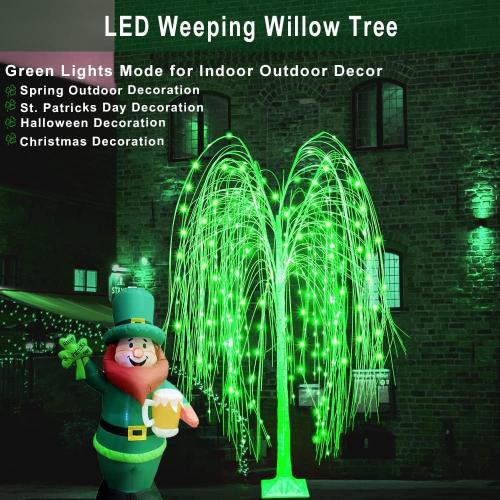 6Ft LED Lighted Tree Weeping Willow Tree Outdoor, 18 Colors Changing Light Up Willow Trees Remote Control for Indoor Outside Home Wedding Halloween Christmas Decorations