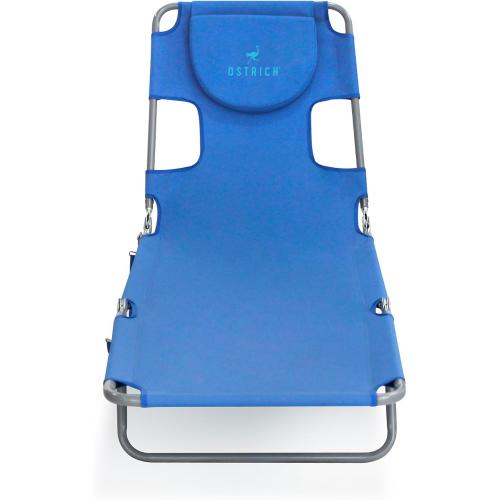 Ostrich Beach Lounge Chair, Folding & Reclining Outdoor Chaise Lounger, Blue - Portable Adjustable Recliner Chair for Lawn, Pool, Patio, Garden, and Yard