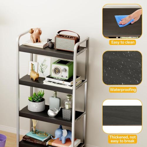 4 PCS Wire Rack Covers for Pantry Wood Grain, 33'' W * 16'' D (Ready to Use) Faux Wood Shelf Covers for Wire Shelving, Rustic Closet Shelves Covering Toppers - Bathroom, Kitchen, Garage (Black)