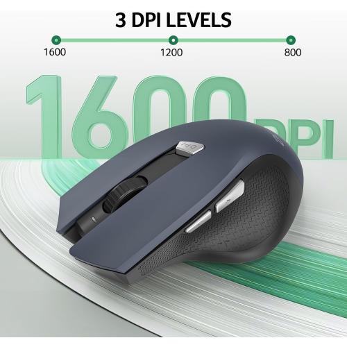 acer Wireless Mouse for Laptop, 2.4GHz Computer Mouse 3 Adjustable DPI Office Cordless USB Mice with USBA Receiver, 6 Buttons, 1600 DPI, Medium to Large Sized Hands Compatible with PC, Laptop, Desktop