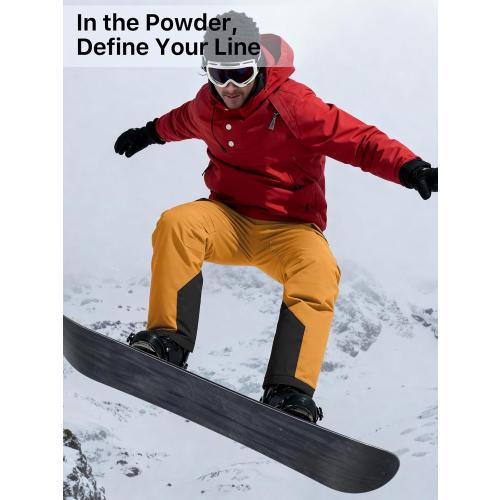 FREE SOLDIER Men's Waterproof Snow Insulated Pants Winter Skiing Snowboarding Pants with Zipper Pockets medium