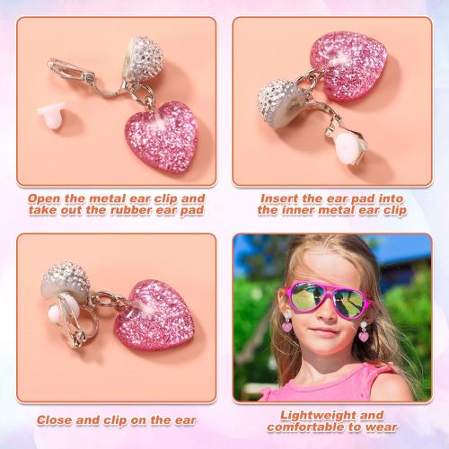 6 Pairs Colorful Clip On Drop Earrings, Resin Clip On Earrings Non-Pierced Princess for Dress Up Princess Jewelry