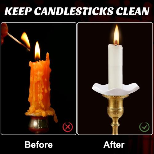 EBaokuup Reusable Candle Drip Protectors,Detachable Plastic Candle Holders with Wax Catcher,Candle Bobeches for Church Vigil Christmas Eve Wedding Party Tapers Candlesticks