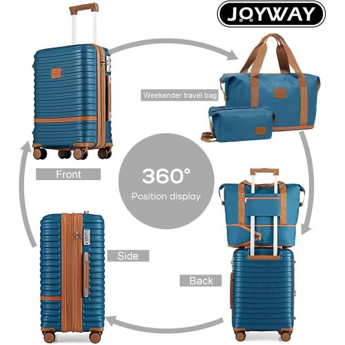 Joyway Carry On Luggage 20 Inch Expandable Suitcase with Spinner Wheel, 3 Piece Hard Shell Luggage Set with TSA Lock(Navy Blue)