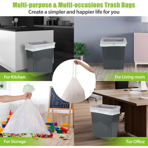 ValueGuard Large Trash Bags 13 Gallon Tall Kitchen Drawstring 100% Post-Consumer Recycled Garbage Bags Waste Bag for Office 0.6 Mil (110 Count)