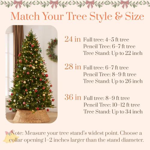 YANGQIHOME 28in Christmas Tree Collar, Rattan Tree Skirt, Woven Water Hyacinth Tree Base Cover for Home Decoration with Cord Cut-Out