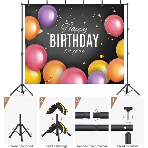 Backdrop Stand 10×8ft (W×H) Adjustable Backdrop Support Ground Kit Photography Photo Shoot Backdrop Stand for Parties with Sandbags, Spring Clips, Carrying Bag