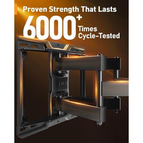 Perlegear Full Motion TV Mount for 32-69 Inch TVs up to 99 lbs, Max VESA 400x400mm, Fits 16”/12” Wood Studs, Height Adjustable Pre-Assembled TV Wall Mount, Tool-Free Tilt, Swivel & Extension, PGMF21.