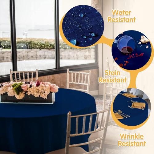 BRILLMAX 6 Pack Navy Blue Round Tablecloths 120 Inch - Circle Bulk Linen Polyester Fabric Washable Table Cloth Covers for Wedding Reception Banquet Birthday Party Buffet Restaurant