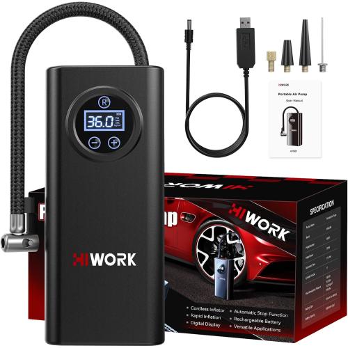 Air Compressor, Tire Inflator Portable Air Pump 150 PSI for Car Tires Bikes Balls Balloons and Other Inflatables with Digital Gauge Cordless Electric Inflator Rechargeable 4000 mAh Battery