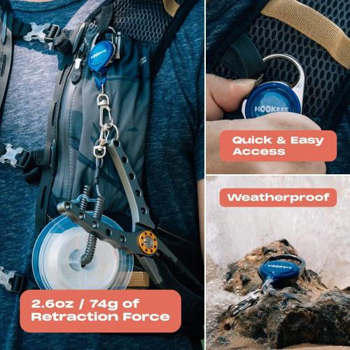 HOOK-EZE Fly Fishing Zinger Retractor for Anglers Vest, Pack of 3 - Fishing Gear and Equipment for Nippers, Forceps, Fly Float Ant, Belt Loops & Backpack .. missing 1