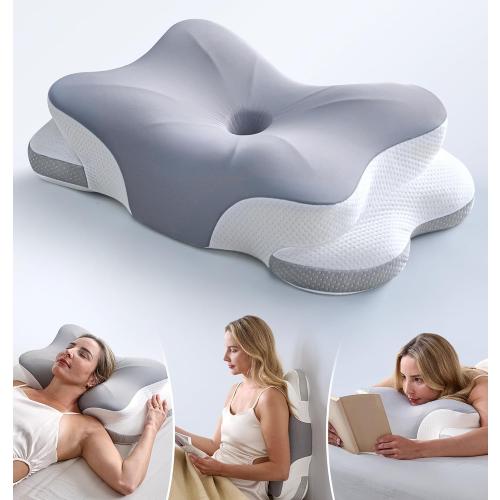 Ultra Pain Relief Cervical Neck Pillow for Sleeping, 5X Support Ergonomic Contour Pillow for Deep Sleep, Cooling Memory Foam Pillows for Adults, Orthopedic Bed Pillow for Side Back, Stomach Sleepers
