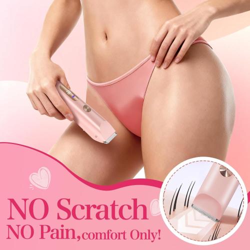 Bikini Trimmer for Women 2in1 High Power Epilators Hair Removal Waterproof Electric Razors Women's Electric Razor Pubic Hair Trimmer Shaver for Women for Ladies Pubic, Face, Underarms, Legs (Pink)