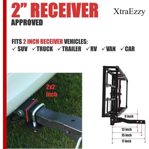 Hitch-Mount Bike Rack for Ebike Heavy-Duty - Fits 2 Electric/Fat-Tire, Fits 2 Receiver for Car SUV Truck RV Minivan (Black Red)