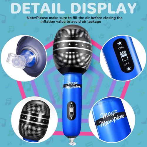 Zhanmai 12 Pieces Inflatable Microphones for Kpop Birthday Party Blow up Fake Microphone Prop Toy for Rock Star Musical Singer Concert Karaoke 80s 90s Movie Party Supplies (Vibrant Color)